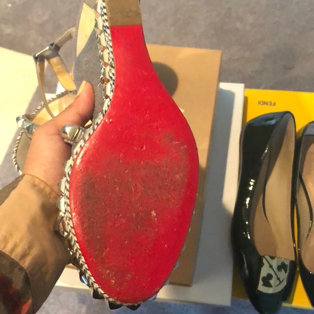 Christian Louboutin denim wedge